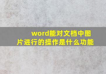 word能对文档中图片进行的操作是什么功能