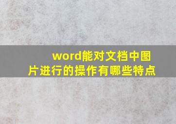 word能对文档中图片进行的操作有哪些特点