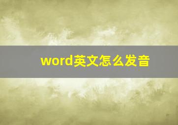 word英文怎么发音