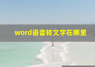 word语音转文字在哪里