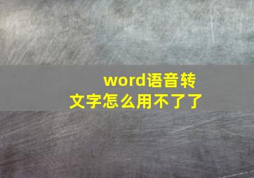 word语音转文字怎么用不了了