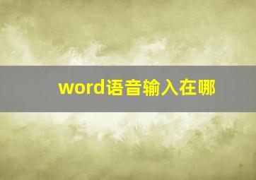 word语音输入在哪