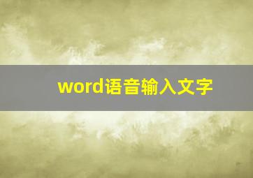 word语音输入文字