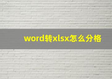 word转xlsx怎么分格