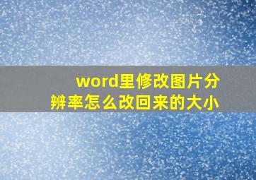 word里修改图片分辨率怎么改回来的大小