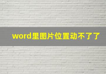 word里图片位置动不了了