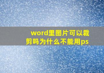 word里图片可以裁剪吗为什么不能用ps