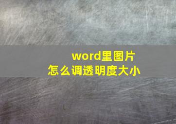 word里图片怎么调透明度大小