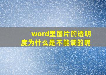 word里图片的透明度为什么是不能调的呢