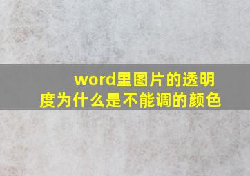 word里图片的透明度为什么是不能调的颜色