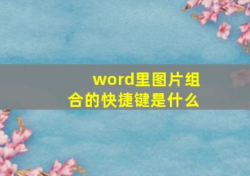 word里图片组合的快捷键是什么