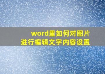 word里如何对图片进行编辑文字内容设置