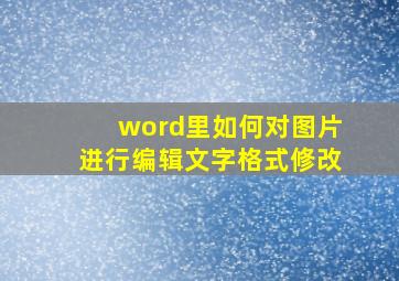 word里如何对图片进行编辑文字格式修改