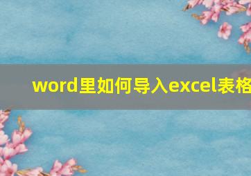 word里如何导入excel表格