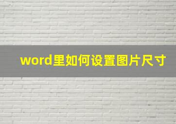 word里如何设置图片尺寸