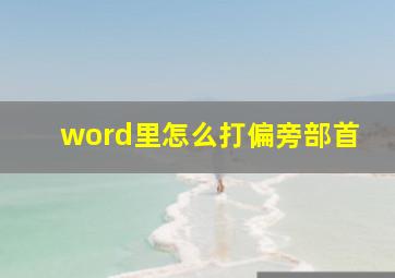 word里怎么打偏旁部首