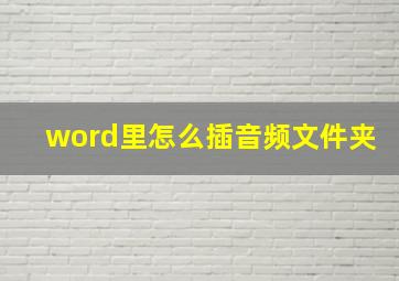 word里怎么插音频文件夹