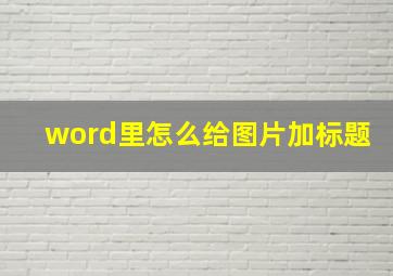 word里怎么给图片加标题