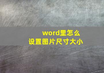 word里怎么设置图片尺寸大小