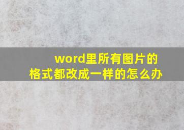 word里所有图片的格式都改成一样的怎么办