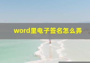 word里电子签名怎么弄