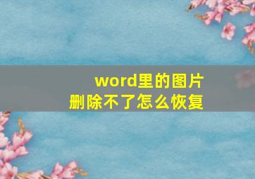 word里的图片删除不了怎么恢复