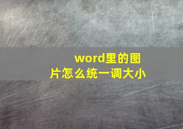 word里的图片怎么统一调大小