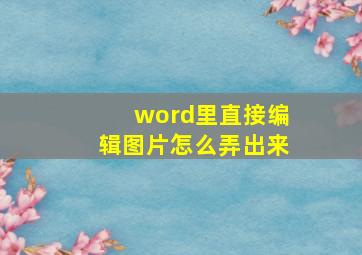 word里直接编辑图片怎么弄出来