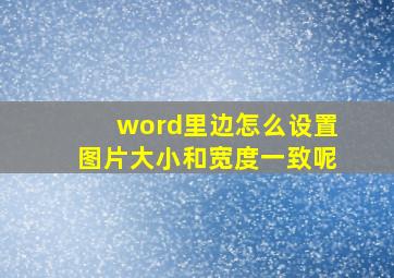 word里边怎么设置图片大小和宽度一致呢