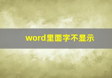 word里面字不显示