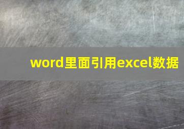 word里面引用excel数据