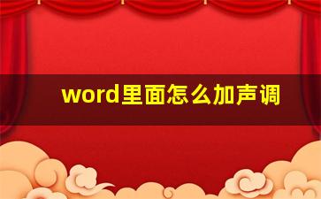 word里面怎么加声调