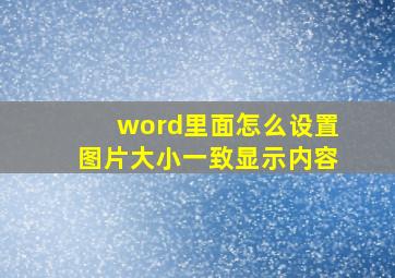 word里面怎么设置图片大小一致显示内容