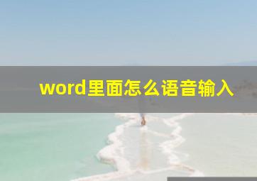 word里面怎么语音输入