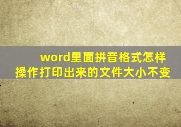 word里面拼音格式怎样操作打印出来的文件大小不变