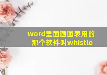 word里面画图表用的那个软件叫whistle