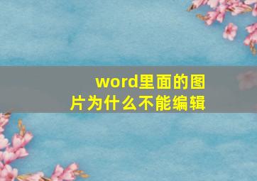 word里面的图片为什么不能编辑