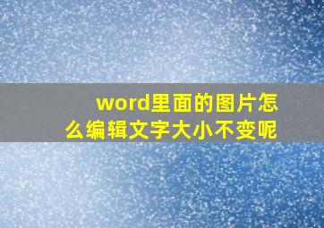 word里面的图片怎么编辑文字大小不变呢