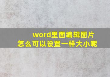 word里面编辑图片怎么可以设置一样大小呢