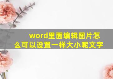 word里面编辑图片怎么可以设置一样大小呢文字