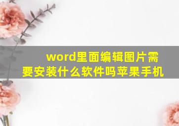 word里面编辑图片需要安装什么软件吗苹果手机