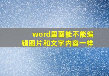 word里面能不能编辑图片和文字内容一样