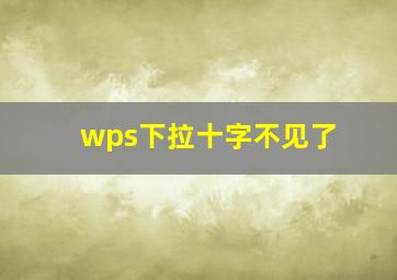 wps下拉十字不见了