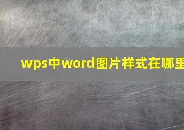 wps中word图片样式在哪里