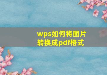 wps如何将图片转换成pdf格式