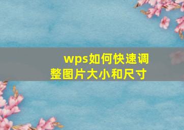 wps如何快速调整图片大小和尺寸