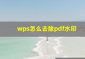 wps怎么去除pdf水印