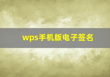 wps手机版电子签名