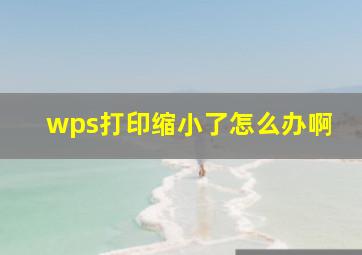 wps打印缩小了怎么办啊