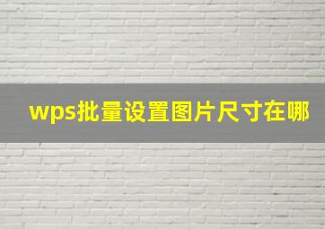 wps批量设置图片尺寸在哪